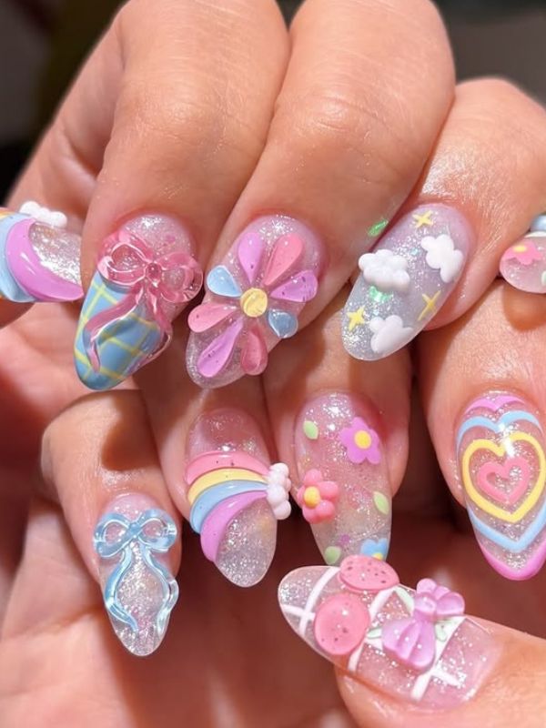 Jelly-Nails-With-Colorful-Charms.
