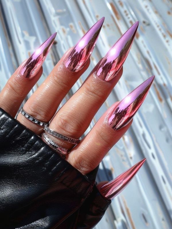Pink-Chrome-Y2K-Stiletto-Nails.