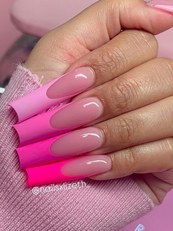  Pink French Tip Nails