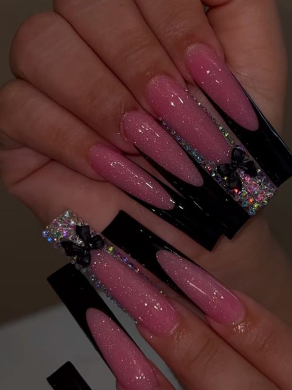Pink-and-Black-nails