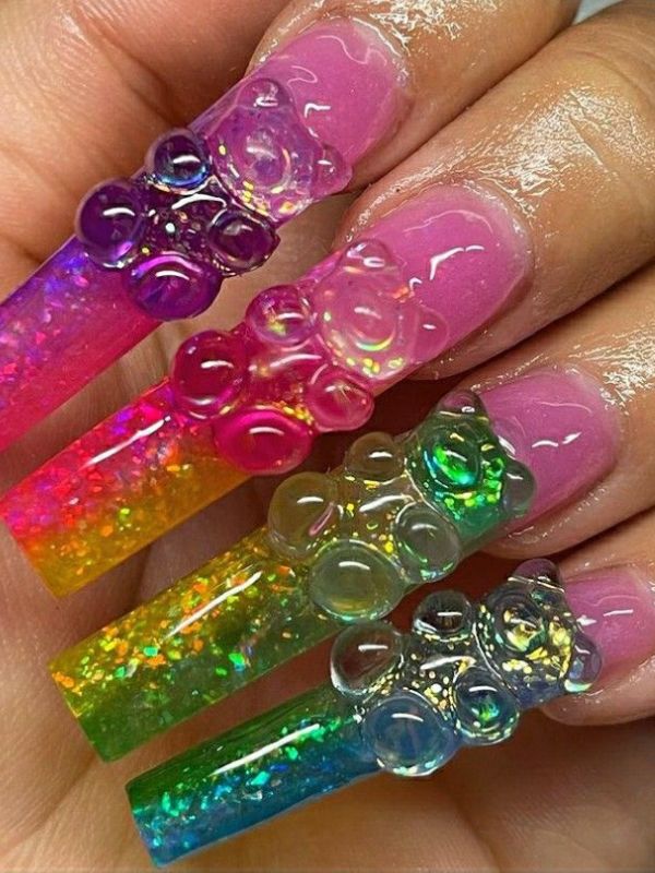 Swag-Nails-With-Gummy-Bear-Charms.